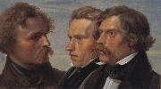 Julius Hubner Portrait of the Painters Carl Friedrich Lessing,Carl Sohn and Theodor Hildebrandt USA oil painting reproduction